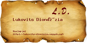 Lukovits Dionízia névjegykártya